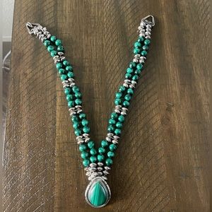 Malachite/Sterling Beaded Necklace - The jewelry string just broke! 🥹